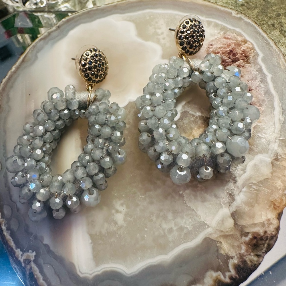 BaubleBar Sparkling Gray Beaded Earrings